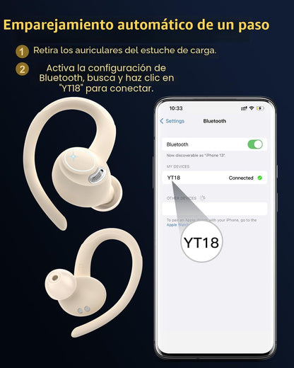 Auriculares inalámbricos, Bluetooth 5.4, auriculares deportivos con...