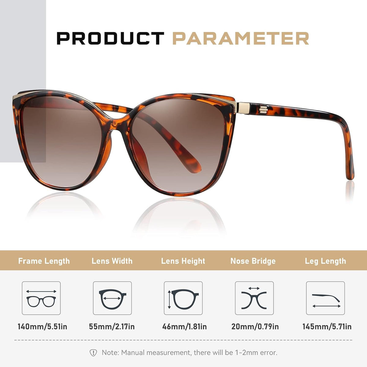 Colrea Gafas de Sol Modernas con Forma de Ojo de Gato para Mujer, E...