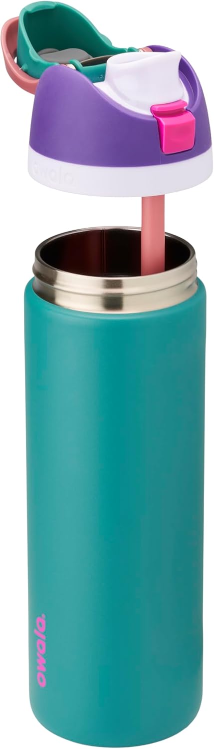 Owala FreeSip - Botella de agua de acero inoxidable de 24 onzas, pi...