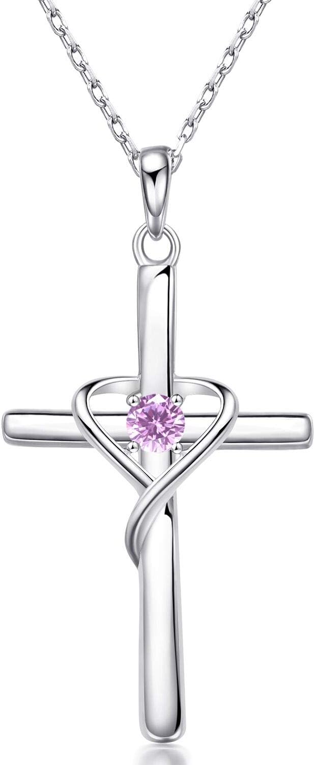 AmorAime Collar con cruz de plata de ley 925 para mujeres y hombres...