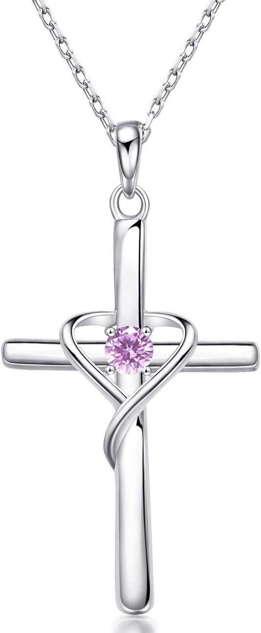 AmorAime Collar con cruz de plata de ley 925 para mujeres y hombres...