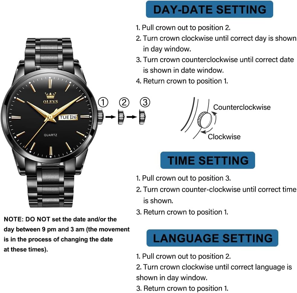 OLEVS Relojes para hombre Relojes de cronógrafo de fácil lectura lu...