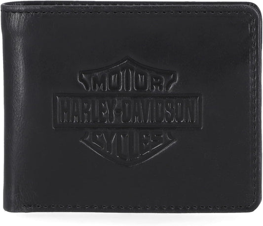 Harley-Davidson Cartera de cuero genuino con bloqueo RFID para hombre