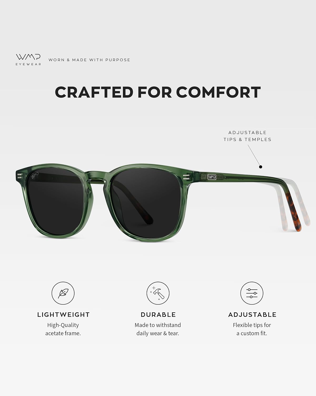 WMP Eyewear - Gafas de sol polarizadas modernas y redondas para hom...