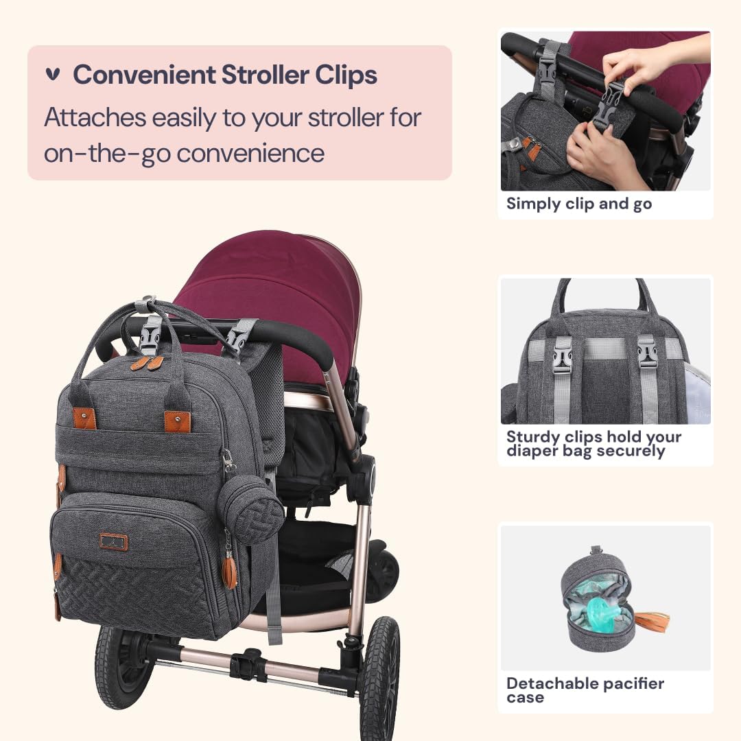 BabbleRoo Mochila para pañales \u2013 Bolsa de viaje para Baby Esse...