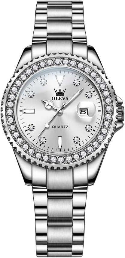 OLEVS Reloj Mujer Reloj Analógico Luminoso Vestido de Acero Inoxida...