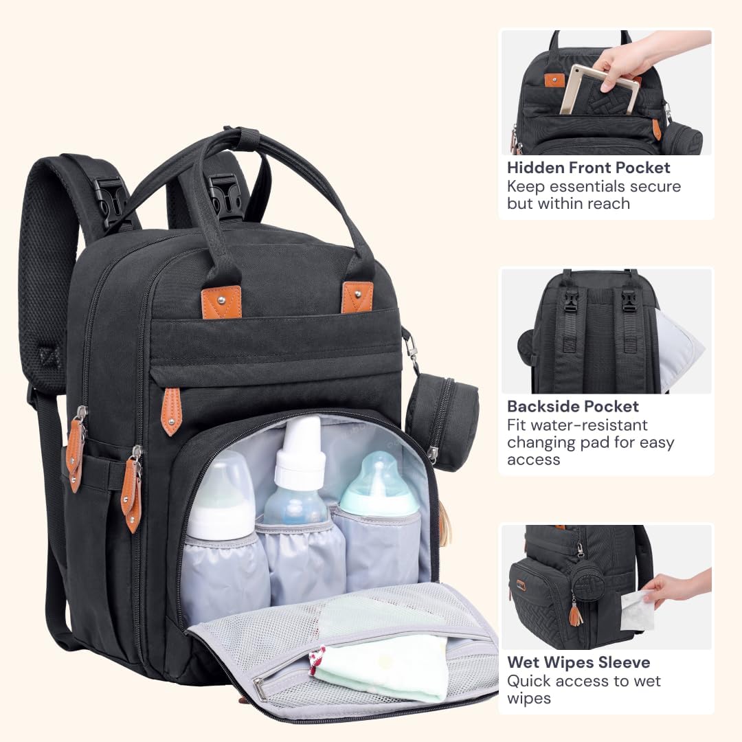 BabbleRoo Mochila para pañales \u2013 Bolsa de viaje para Baby Esse...