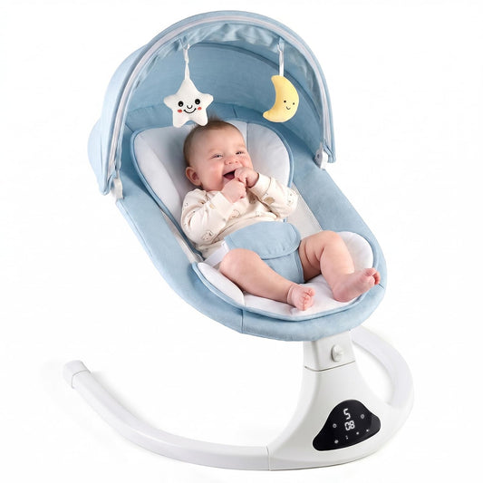Columpio eléctrico para bebé con control remoto, 5 velocidades, por...