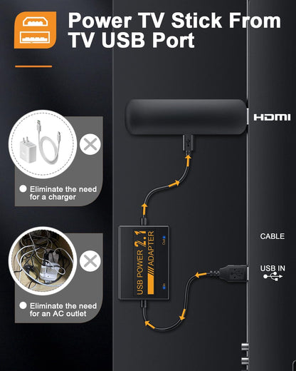 Adaptador de cable de alimentación USB para Fire TV Stick, alimenta...