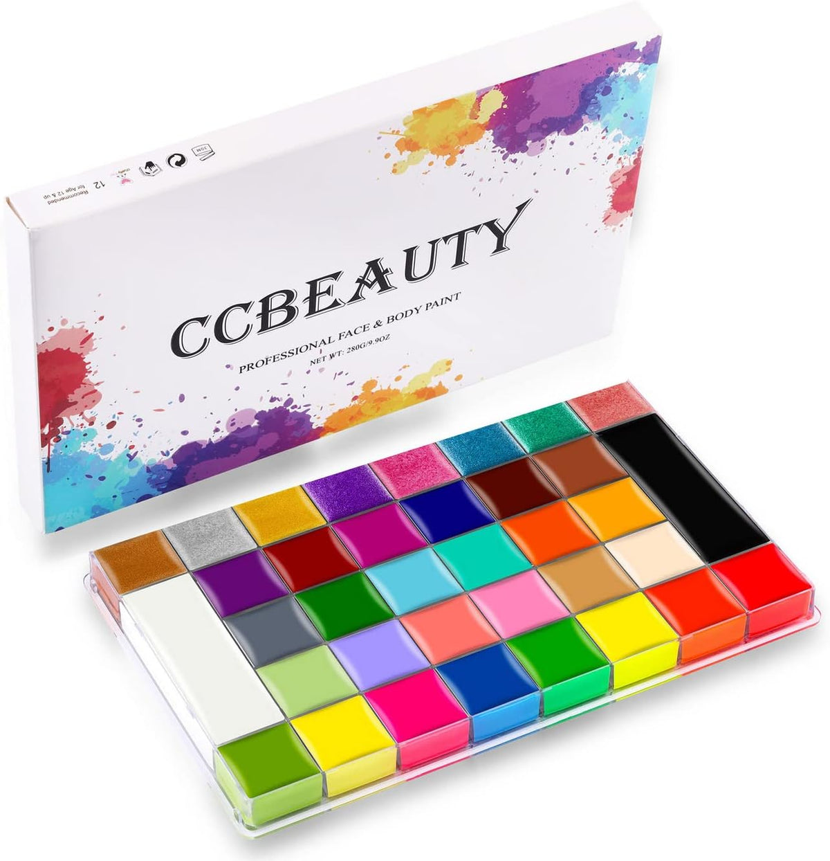 CCbeauty - Pintura facial y corporal profesional, kit de paleta gra...