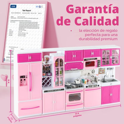 SOCBTNSO 64 piezas de juguete de cocina rosa con luces y sonidos pa...