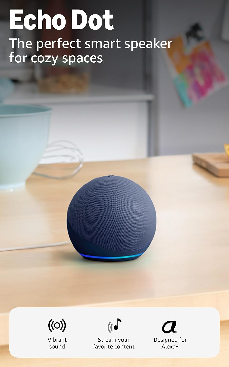 Amazon Echo Dot (modelo más reciente): parlante Alexa con sonido vi...
