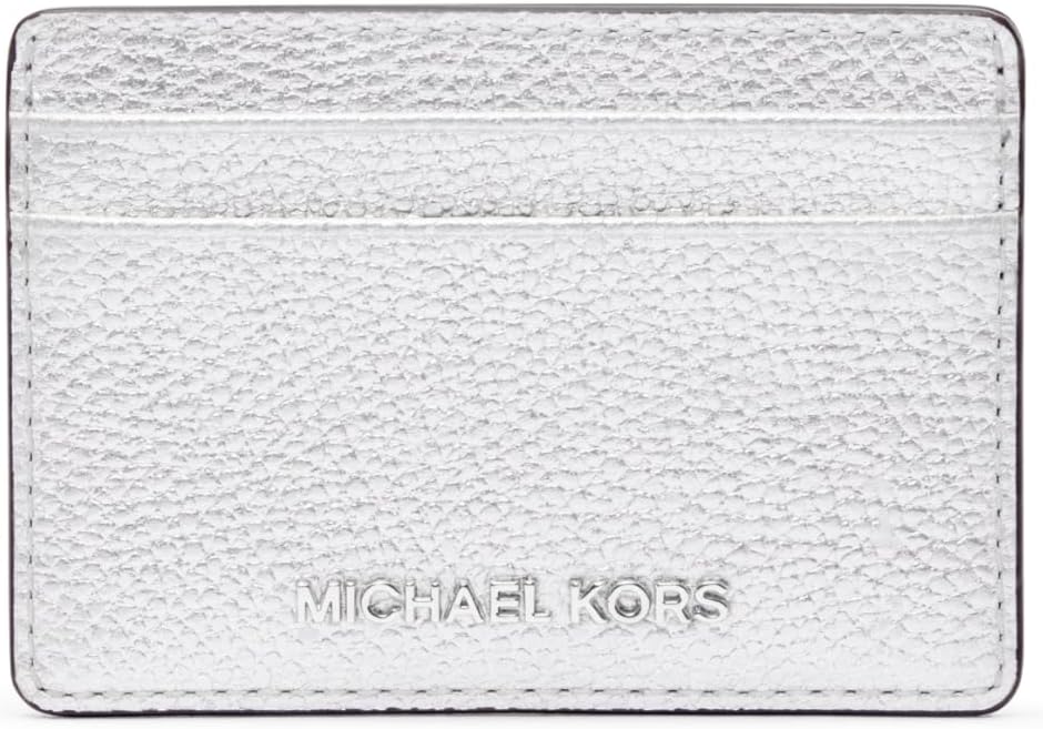 Michael Kors Tarjetero Jet Set para mujer, plateado, plateado, Tarj...