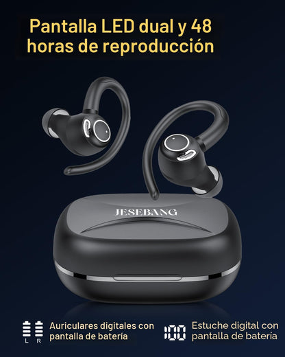 Auriculares inalámbricos, Bluetooth 5.4 Auriculares deportivos sobr...
