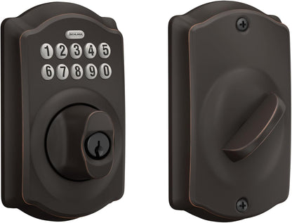 Schlage - Cerradura electrónica para teclado, borde Camelot, bronce...