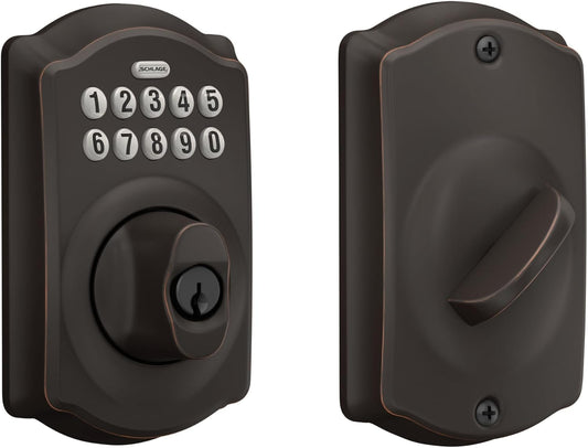 Schlage - Cerradura electrónica para teclado, borde Camelot, bronce...