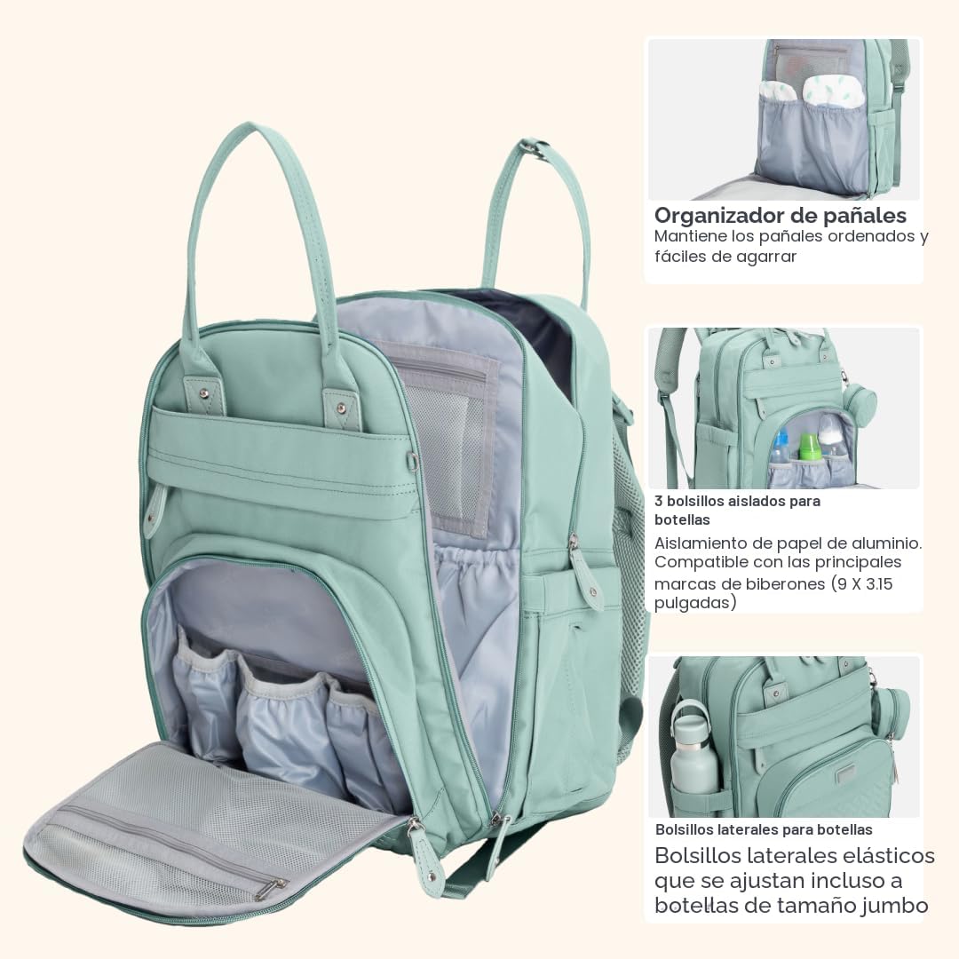 BabbleRoo Mochila para pañales - Bolsa de viaje esencial para bebés...