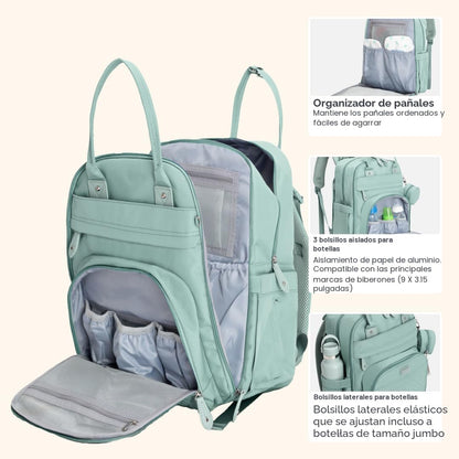 BabbleRoo Mochila para pañales - Bolsa de viaje esencial para bebés...