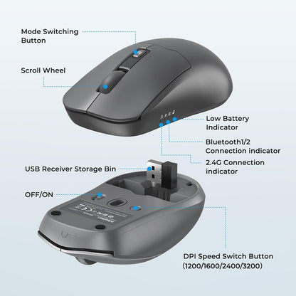 Teclado y mouse inalámbricos, juego silencioso de tamaño completo d...