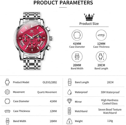 OLEVS Relojes para hombre Relojes de cronógrafo de fácil lectura lu...