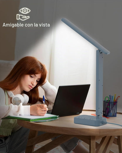 Addtam Lámpara LED de escritorio, tira de alimentación con 3 tomas,...