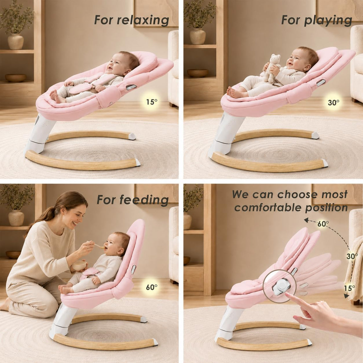 TimChic - Columpio para bebé con balanceo automático, 5 movimientos...
