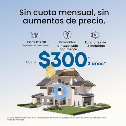 Cámara interior eufy Security 4K E30, sin suscripción, giro e incli...