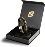 SERASAR | Pulsera de cuero genuino de primera calidad [acero] para...