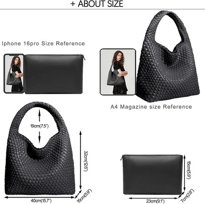 Bolso de mano de mujer con asa superior de cuero vegano tejido a ma...