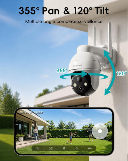 ZUMIMALL Cámaras de seguridad 2K inalámbricas para exteriores, cáma...