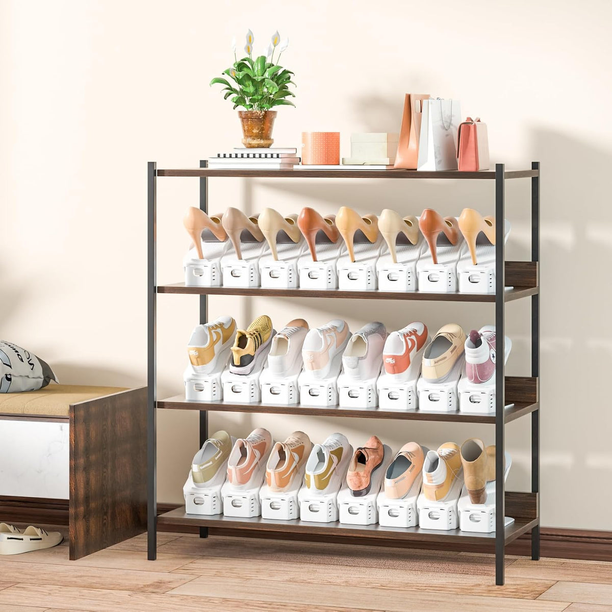 Neprock Organizador de Ranuras para Zapatos para Closet, Estante pa...