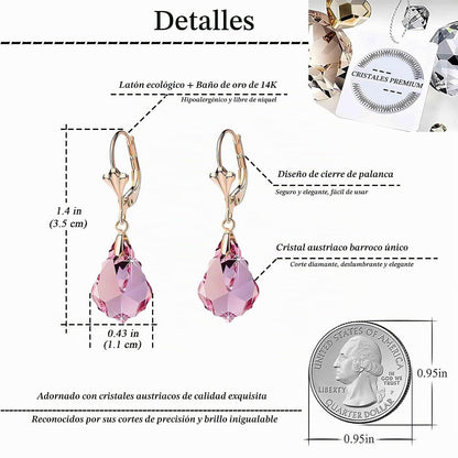 Aretes de cristal austriaco barroco con cierre de palanca para muje...