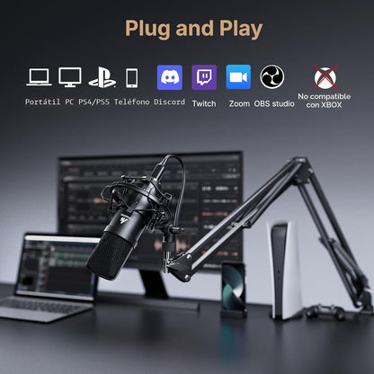 MAONO AU-A04H Kit de micrófono USB con auriculares para PC, podcast...