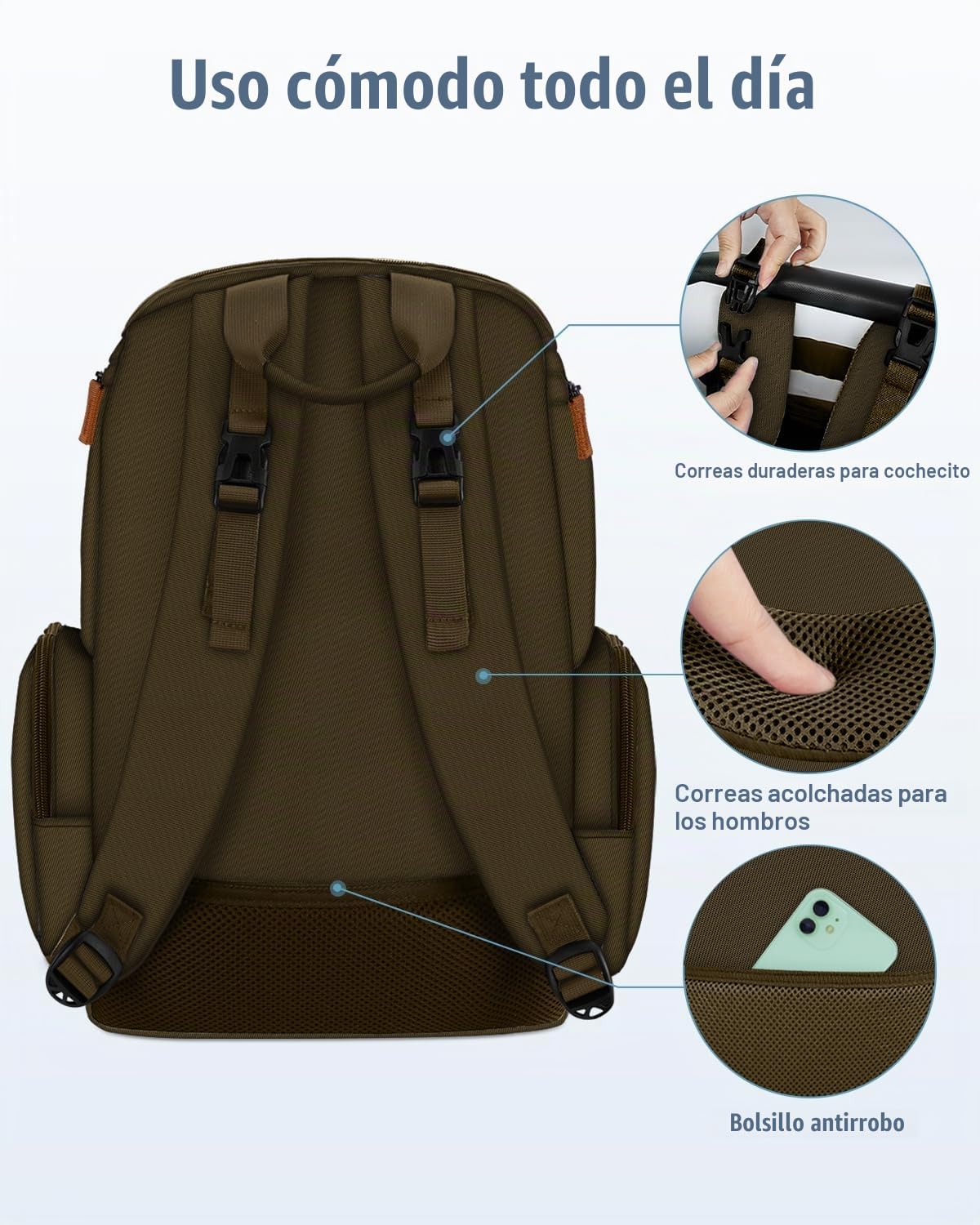 Mancro Mochila para pañales, mochila multifuncional grande para beb...