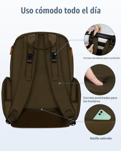 Mancro Mochila para pañales, mochila multifuncional grande para beb...