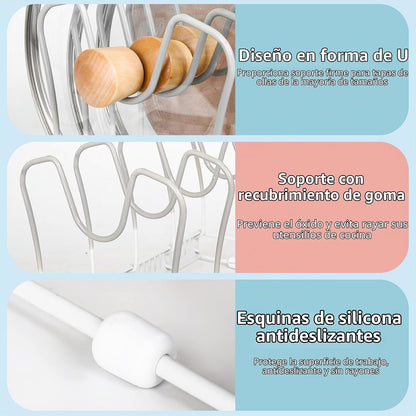 ROOHUA Estante organizador de tapas de ollas y sartenes para debajo...