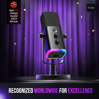 FIFINE AmpliGame AM8 USB\/XLR Micrófono dinámico para transmisión d...