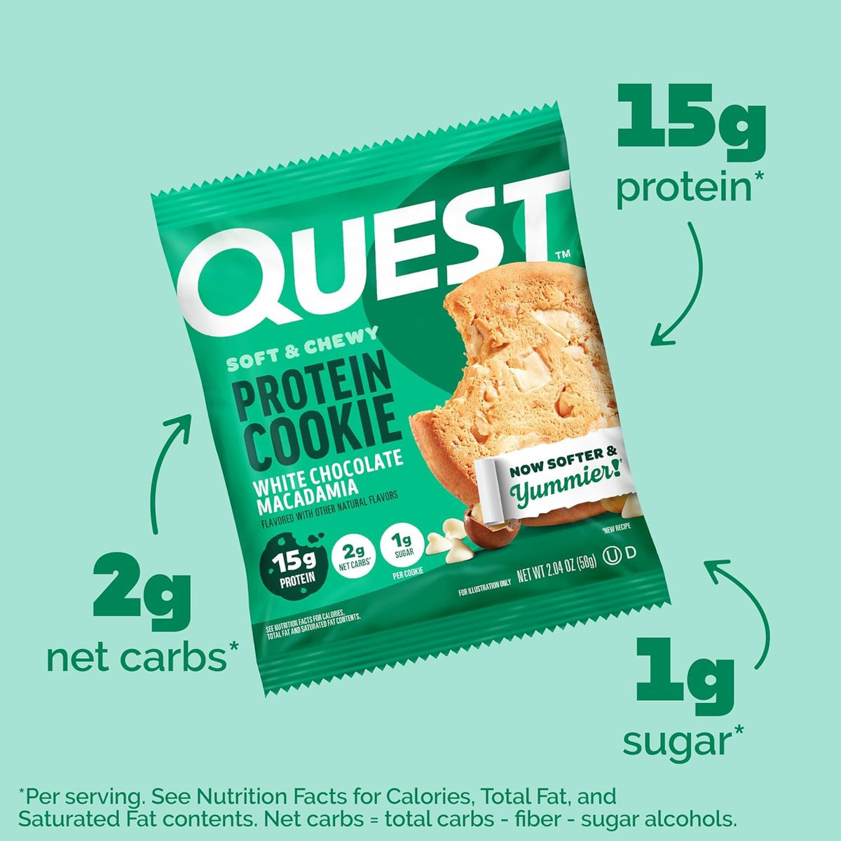 Quest Nutrition - Galletas de macadamia de chocolate blanco, 0.51 o...