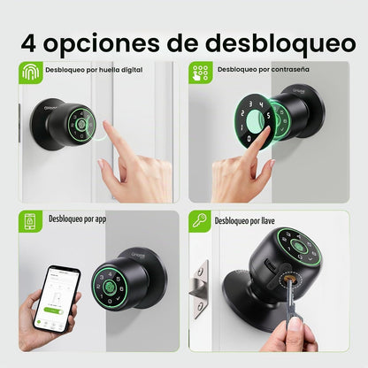 GHome Smart Cerradura de perilla de puerta con huella digital, tecl...