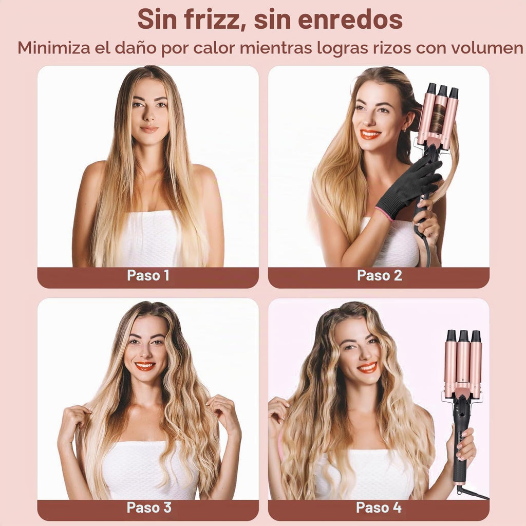 UNOBEY Juego de rizador 5 en 1, juego de rizador de tres barriles |...