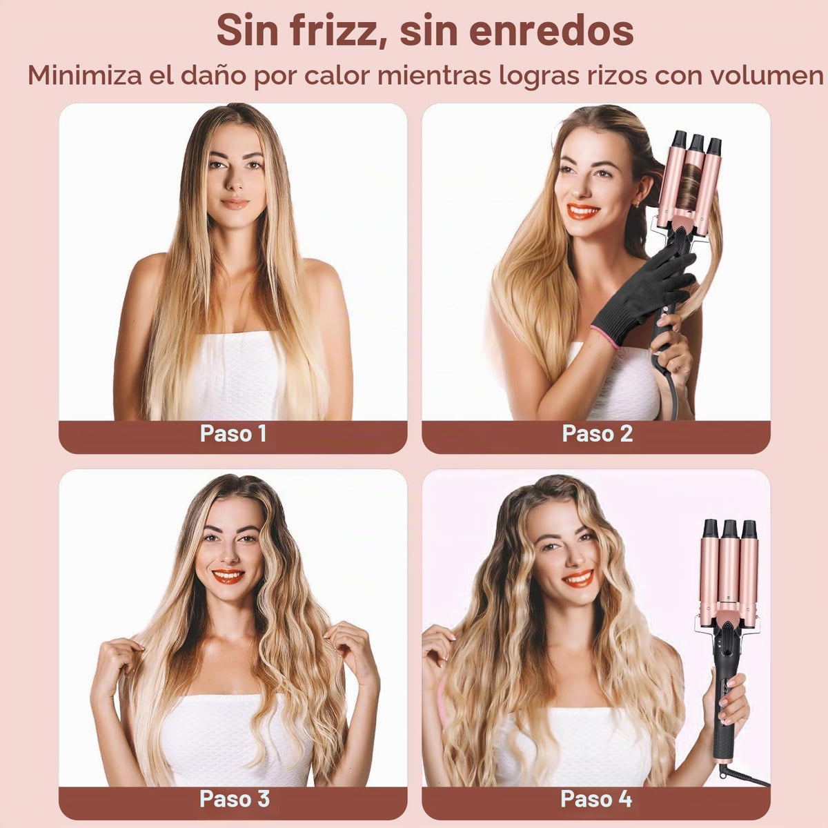 UNOBEY Juego de rizador 5 en 1, juego de rizador de tres barriles |...