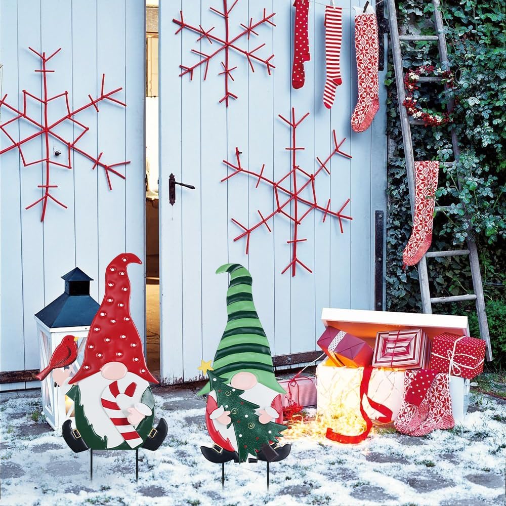 YEAHOME Decoraciones Navideñas para Exteriores, Paquete de 2 Estaca...