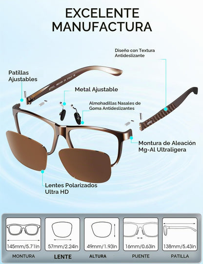 ATTCL Gafas de sol polarizadas para hombre Al-Mg Metal ultraligeras...