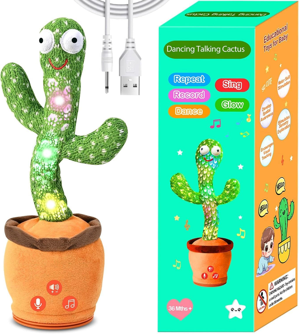 TWORIVER - Juguetes recargables de cactus que hablan bailarín para...