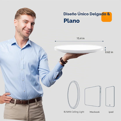 BLNAN Lámpara LED de techo empotrada con control remoto, 15.4 pulga...