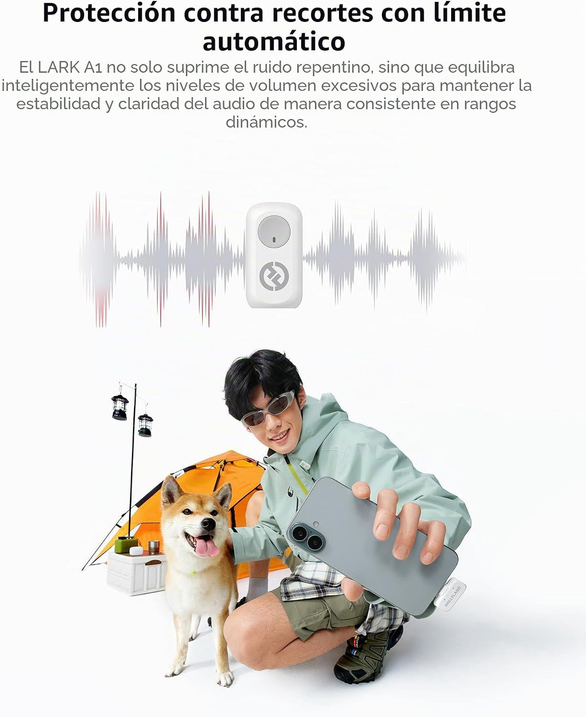 Micrófono inalámbrico Hollyland Lark A1 Mini para iPhone y Android,...