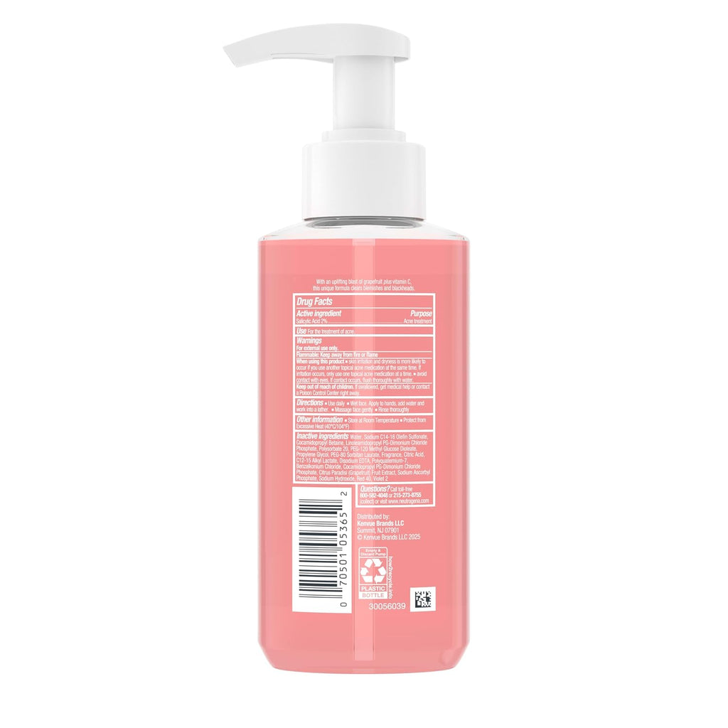 Neutrogena Lavado facial para acné de pomelo rosa sin aceite, 3 x 6...