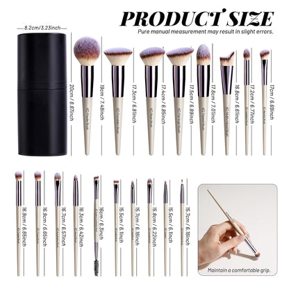 BS-MALL Juego de 18 brochas de maquillaje profesionales para base d...