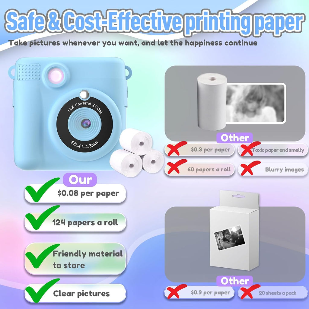 ESOXOFFORE Cámara para niños con impresión instantánea, regalos de...