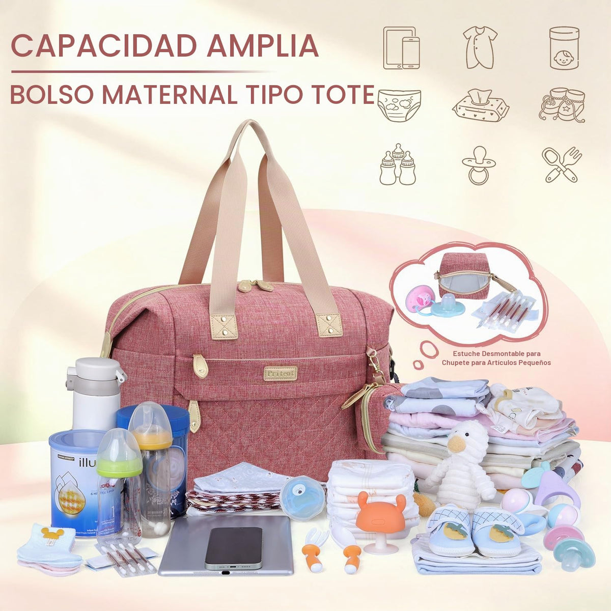 Pritent Bolsa de Pañales Tipo Tote \u2013 Bolsas de pañales para be...